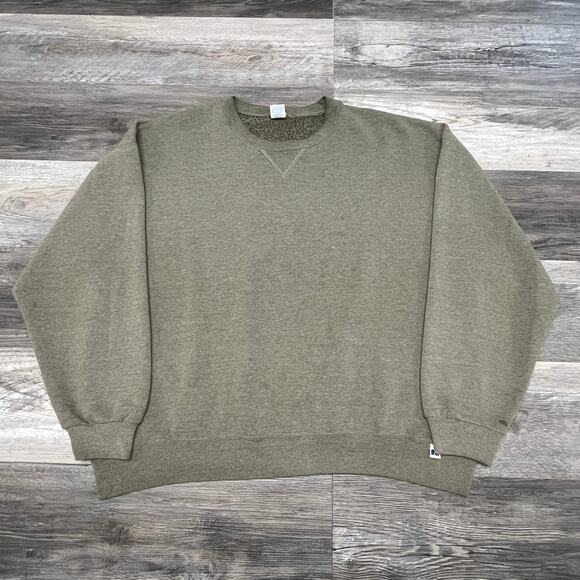 Vintage 90s Y2K Russell Athletic Heather Muted Brown Mens 2XL Blank Sweatshirt - Picture 2 of 10